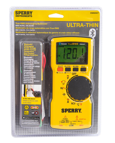 Sperry Instruments DM6850T Digital Multimeter, Thin, TRMS, Bluetooth, Autorange