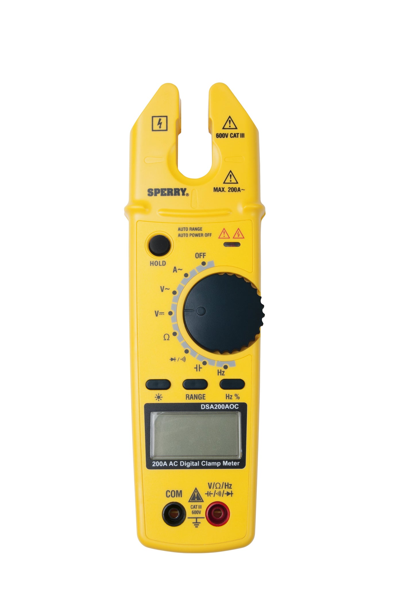 Sperry Instruments DSA200AOC Digital Clamp Meter, Open Jaw, 200A AC
