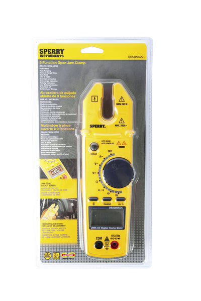 Sperry Instruments DSA200AOC Digital Clamp Meter, Open Jaw, 200A AC