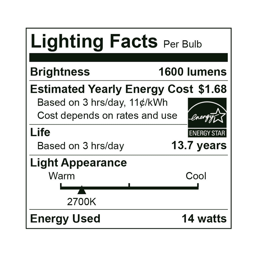 25PK LED A19 Bulb, GU24 Base, 14 Watt, 120-277V, 1600 Lumen, 2700K, 3000K, 4000K, 5000K