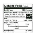 25PK LED A19 Bulb, GU24 Base, 14 Watt, 120-277V, 1600 Lumen, 2700K, 3000K, 4000K, 5000K