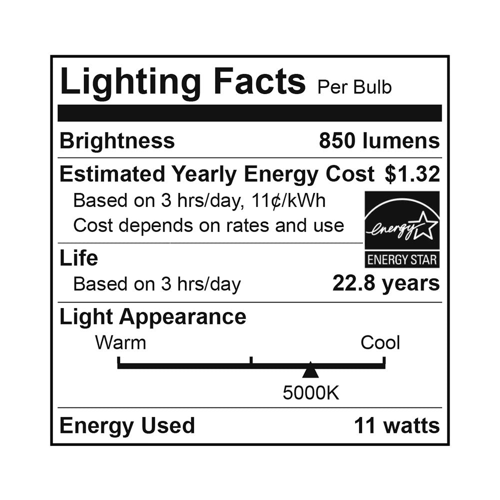 LED BR30 Bulb, 11 Watt, 120V, 850 Lumen, 2700K, 3000K, 4000K, 5000K