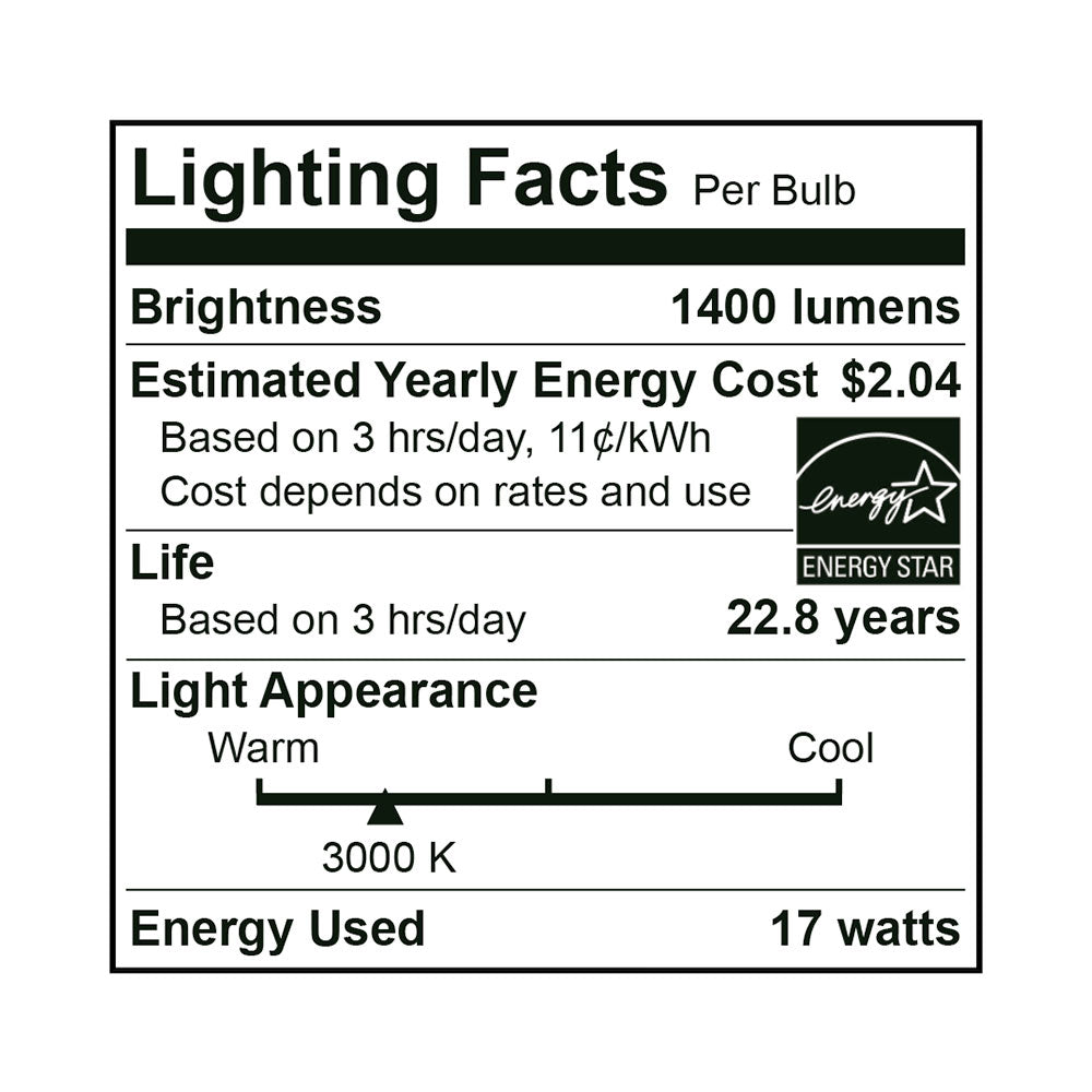 25PK LED BR40 Bulb, 17 Watt, 120V, 1400 Lumens, 2700K, 3000K, 4000K, 5000K