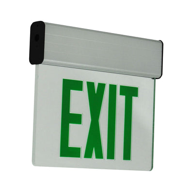 Edgelit Aluminum Exit Sign, Single Face, Red Letter