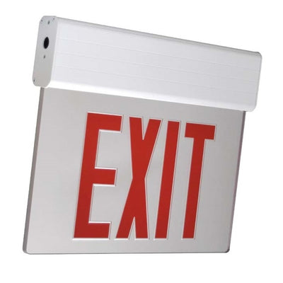 Edgelit Aluminum Exit Sign, Single Face, Red Letter