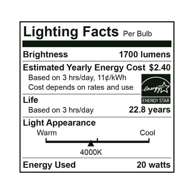 LED PAR38 Bulb, 20 Watt, 120V, 1700 Lumens, 2700K, 3000K, 4000K, 5000K