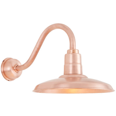 Hi-Lite 16" Shallow Dome Warehouse Shade (Raw Copper Finish, shown w/ 12" B-7 goose neck and decorative wall mount cover)
