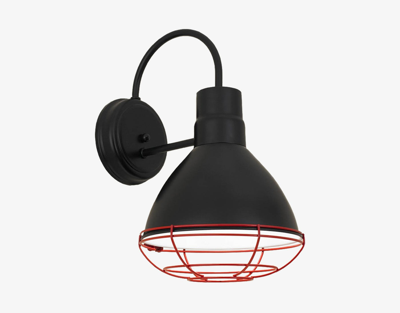 Hi-Lite Deep Bowl Shade Wall Light (Black Finish, shown w/ 10" shade and red wire guard)