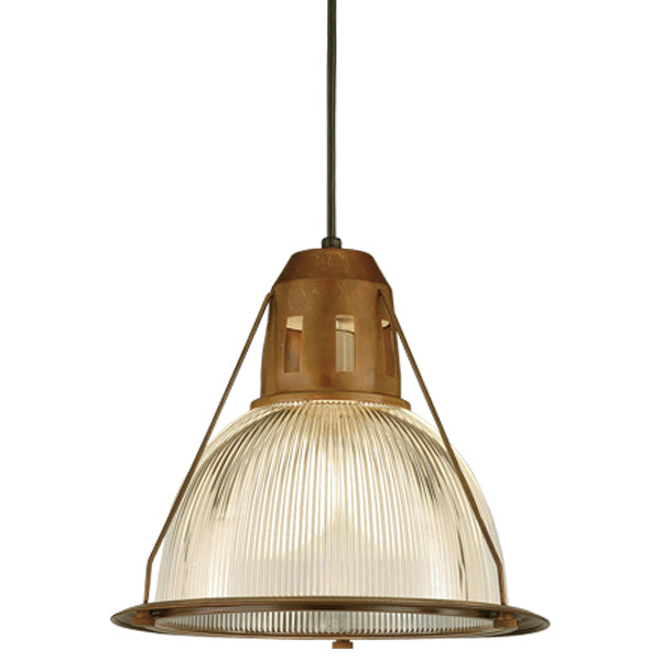 Hi-Lite Pendant, Aries Collection, 14" w/ Rosewood Finish and Clear Ribbed Reflector