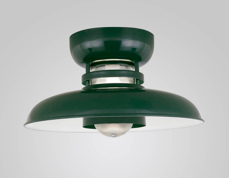 Hi-Lite Self-Ballasted Cordelia Flush Mount - Dark Green (18" width, shown with ribbed glass)