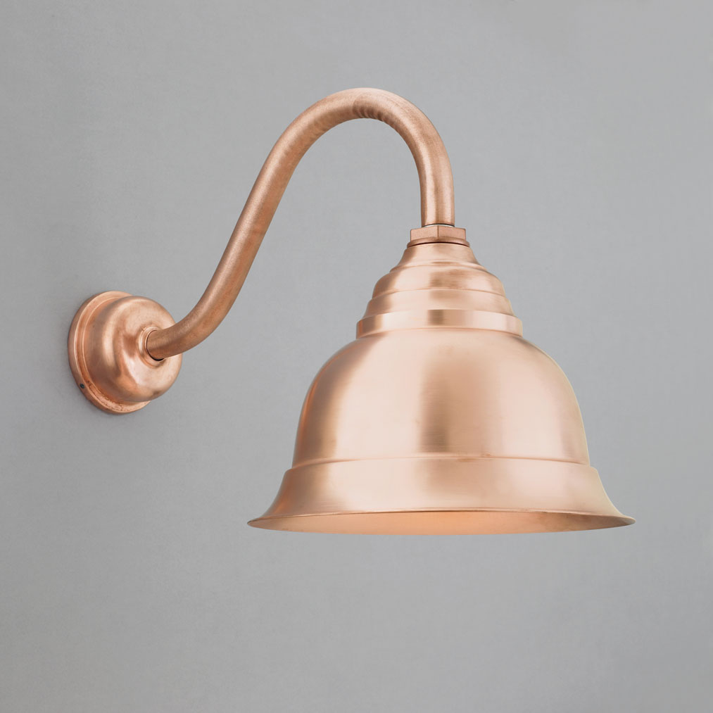 Hi-Lite 12" Titan Bell Shade (Raw Copper Finish, shown with goose neck and decorative wall mount cover)