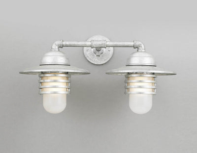 Hi-Lite Layered Vapor Tight Jar Double Sconce - Galvanized/Standard (shown with frosted glass and shade)