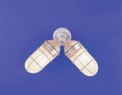 Hi-Lite 2-Light Boat Dock Vapor Jar 2VB with Wire Guard (shown with Galvanized Finish and Frosted Glass)