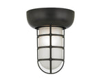 Hi-Lite Self-Ballasted Saucer Vapor Tight Jar Flush Mount - Black/Large (shown with frosted glass)