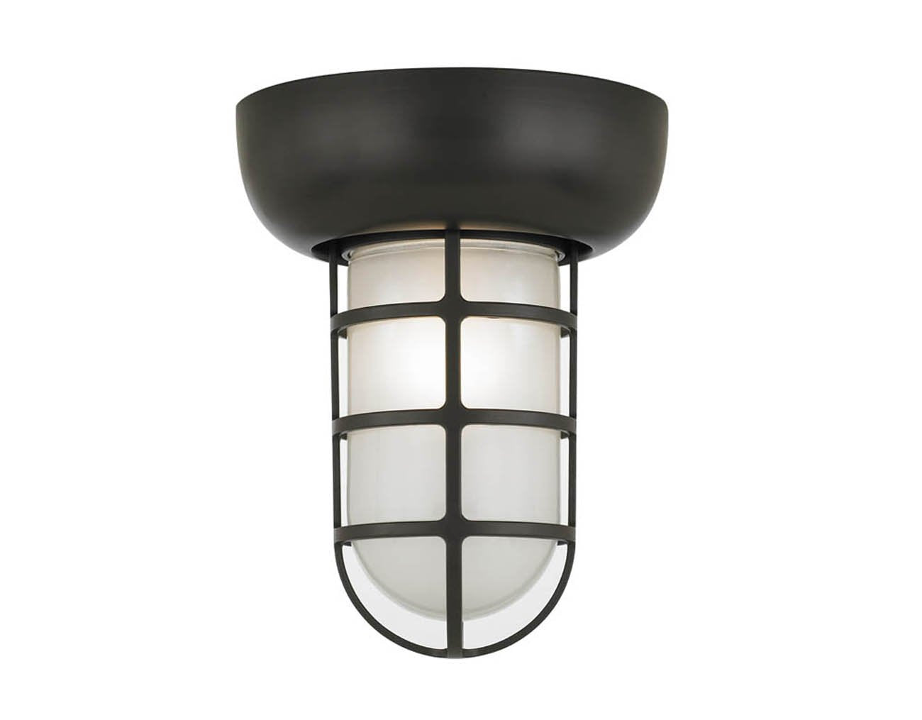 Hi-Lite Self-Ballasted Saucer Vapor Tight Jar Flush Mount - Black/Large (shown with frosted glass)