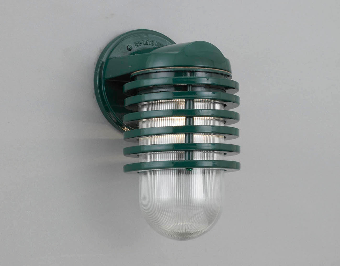Hi-Lite Layered Vapor Tight Jar Half Sconce - Dark Green/Large (shown with ribbed glass)