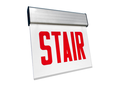 Chicago Approved Edgelit Aluminum Exit/Stair Sign, Single/Double Face, Red Letter