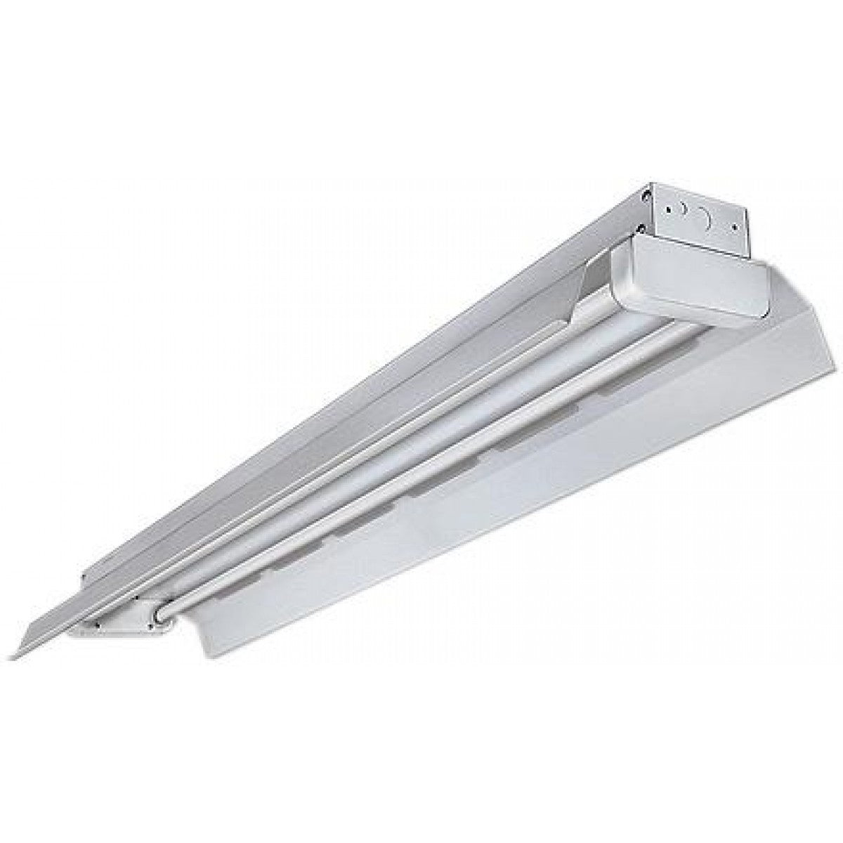 8' 8 Lamp Heavy Duty Industrial Strip Fixture 32 Watt T8, White Steel Reflector, 120-277 Universal
