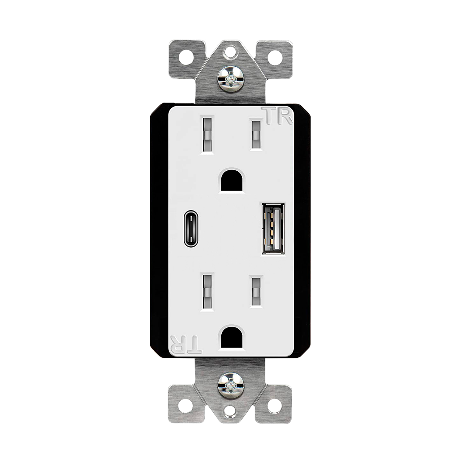 5.8A USB Type A/Type-C Wall  Outlet Charger with 15A  Tamper-Resistant Receptacle