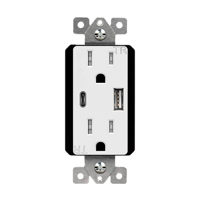 5.8A USB Type A/Type-C Wall  Outlet Charger with 15A  Tamper-Resistant Receptacle