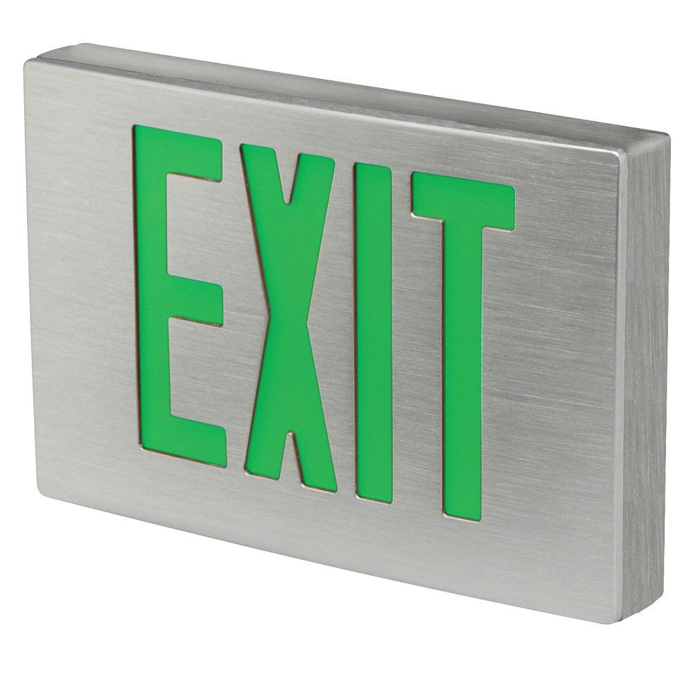 LED Die-Cast Aluminum Exit Sign, Double faced, Green