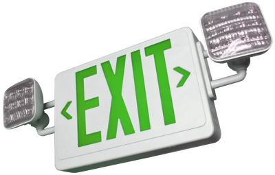 LED Exit/Emergency Combo, Universal Single/Double Face, Red or Green