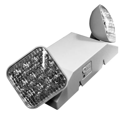 LED Thermoplastic Emergency Lights with Two Adjustable Heads, White or Black Finish