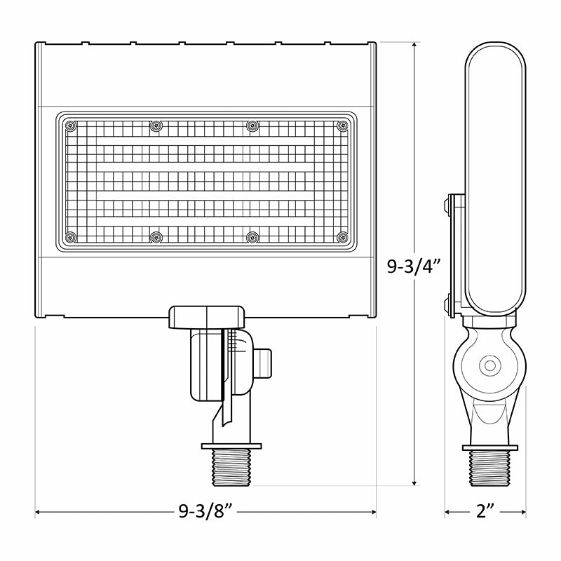 LED Architectural Flood Light with 1/2" Knuckle, Selectable Wattage 15/20/30/50 Watts, Selectable CCT 120-277V, Bronze or White Finish