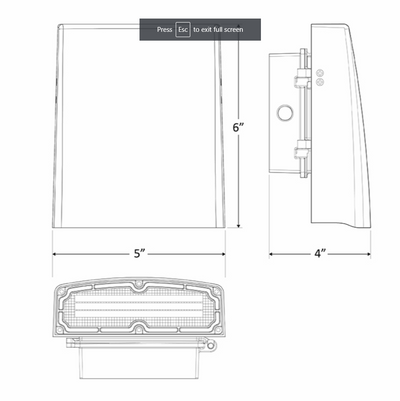 LED Adjustable Cutoff Wall Pack, 12 Watt, 1500 Lumens, CCT Selectable, 120-277V