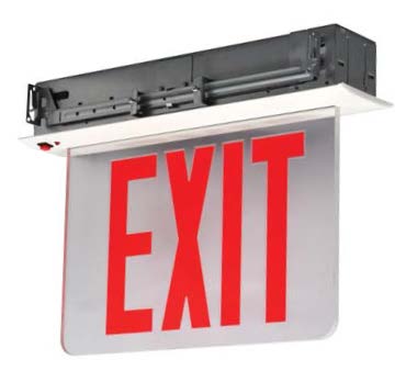 LED NYC Approved Recessed Aluminum Edge Lit Exit Sign, Single Face