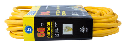 Bergen Industries OC50123LT Extension Cord 50ft  SJTW Yellow  12/3  Lighted End