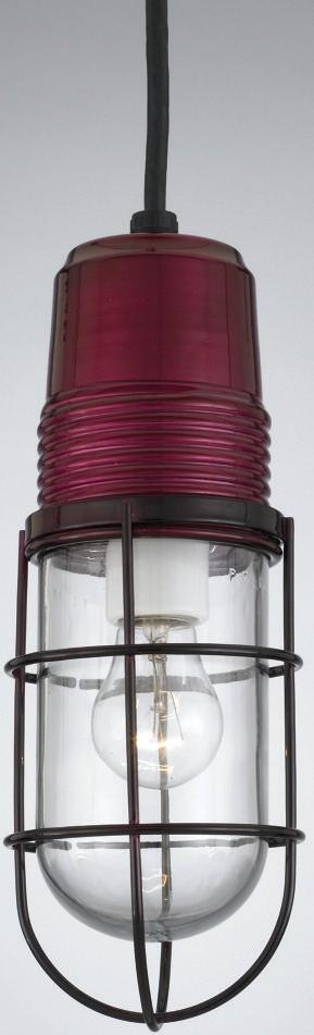 PW1 Series Ceiling Hung Vapor Jar, Trans. Wine Finish w/ Clear Glass