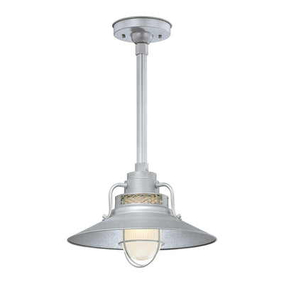 Millennium Lighting 14" RLM/ Stem Hung Railroad Shade - Galvanized (Shown with canopy kit and 12" stem)