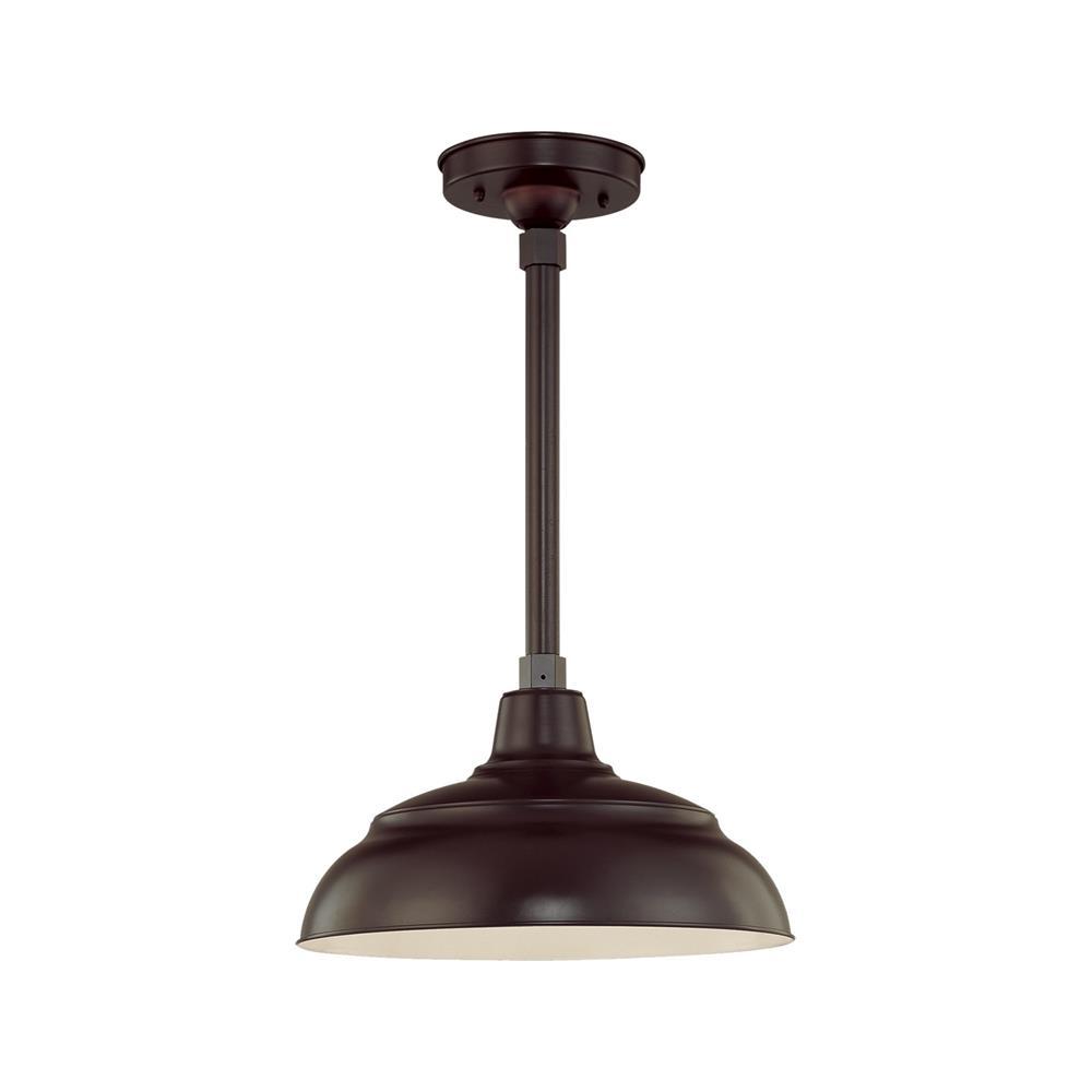 Millennium Lighting 14" Warehouse Shade - Architectural Bronze (Shown with canopy kit and 12" stem)