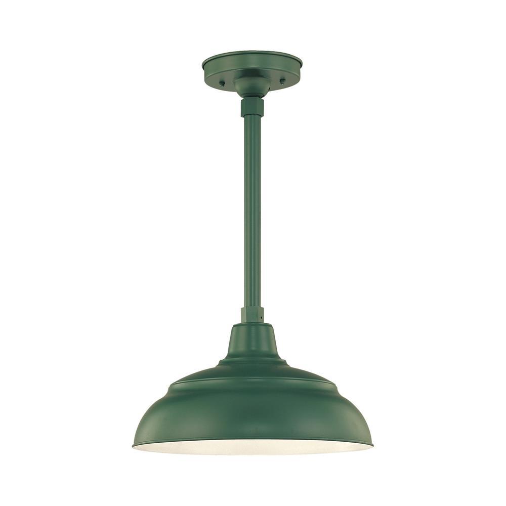Millennium Lighting 14" Warehouse Shade - Satin Green (Shown with canopy kit and 12" stem)