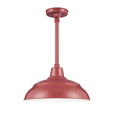 Millennium Lighting 17" Warehouse Shade - Satin Red (Shown with canopy kit and 12" stem)