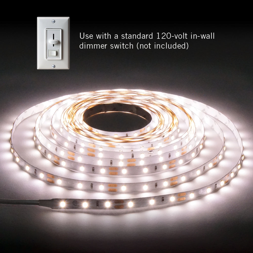 RibbonFlex Home AC Dimmable Warm White LED Tape Light Kit, 16 ft. (5m), 2700K, 3000K or 4000K, 120V