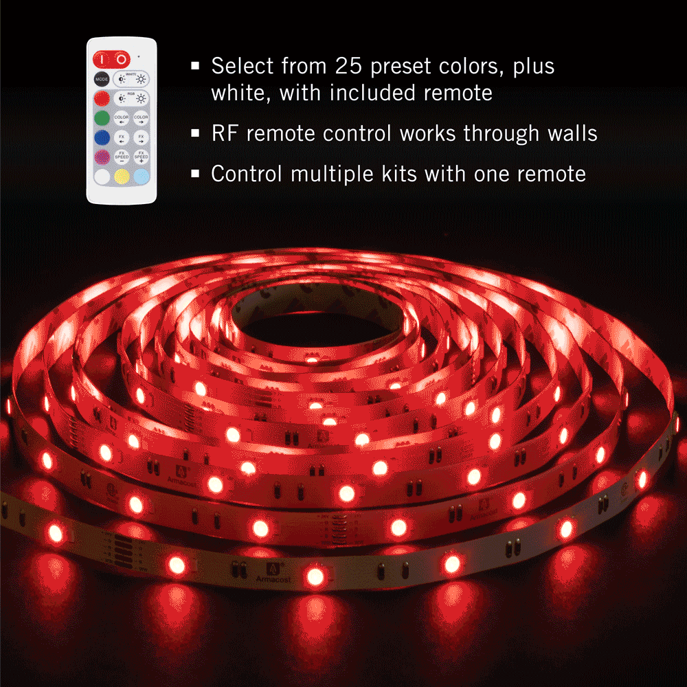 RibbonFlex Home Multi-Color+White LED Tape Light Kit with Remote, 16 ft. (5m), 120V