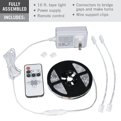 RibbonFlex Home Tape Light Kit with Remote, 16 ft. (5m), 3000K, 120V