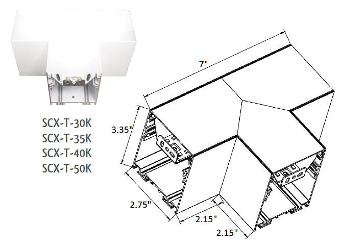 "T" Corner Module for Westgate SCX Fixtures