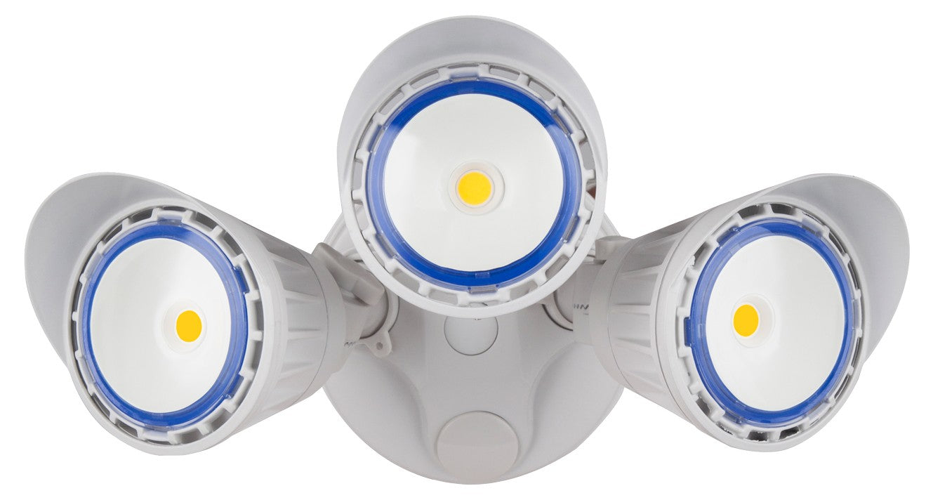 3 Head LED Dimmable Security Light, 30 watt, Bronze or White Finish, 3000K or 5000K CCT
