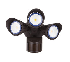 3-Head LED Security Light w/ PIR Sensor, Bronze or White Finish, 3000K or 5000K CCT