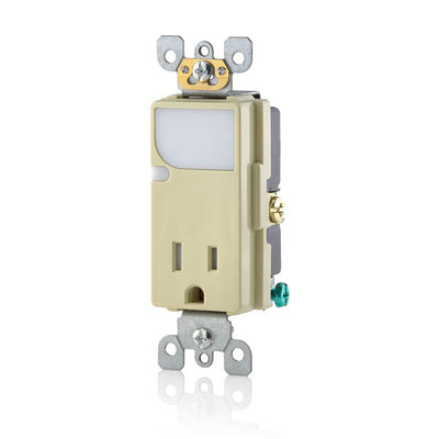 Combination Decora Tamper-Resistant Receptacle/Outlet with LED Guide Light, 15A-125VAC, Color- Ivory