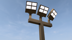 18 ft 4 Inch Square Area Lighting Pole With 3 LED 100W Slim Line Fixture (250-320W MH or HID Equivalent Per Head)