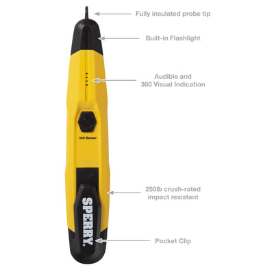 Sperry Instruments VD6508 Non-Contact Voltage Detector with Flashlight