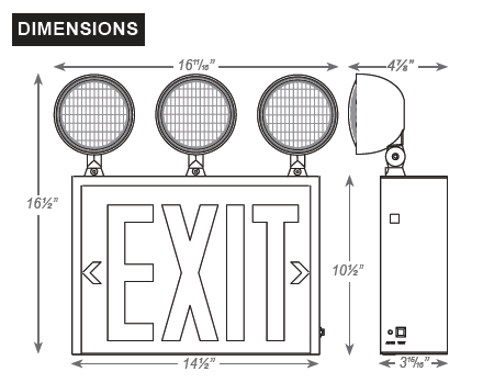 New York City Approved LED Exit/Emergency Combo, 2/3 Heads, Single Face