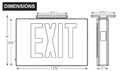 LED Die-Cast Aluminum Exit Sign, Universal Single/Double faced, Red