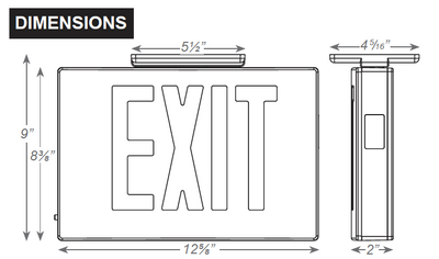 Exit Sign Specifications LED Die-Cast Aluminum Exit Sign, Universal Single/Double faced, Red ...