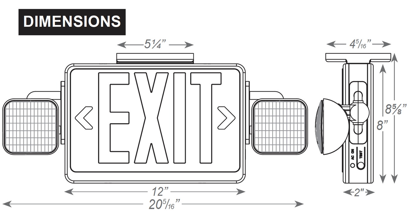 LED Exit/Emergency Combo, Universal Single/Double Face, Red or Green