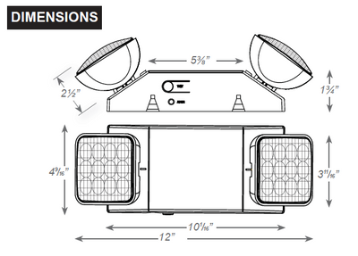 LED Thermoplastic Emergency Lights with Two Adjustable Heads, White or Black Finish